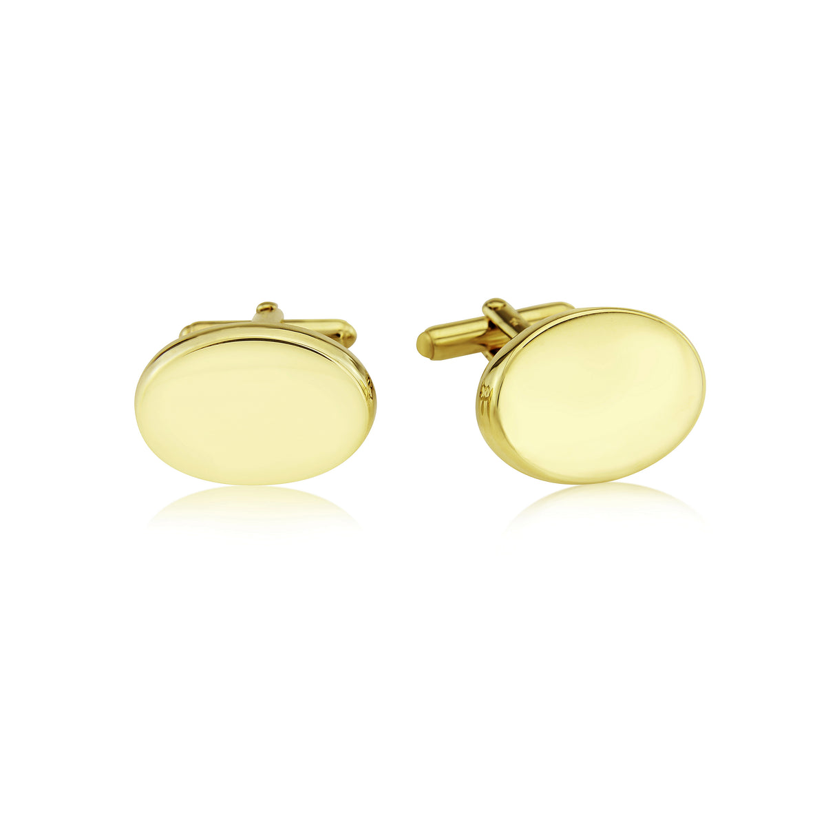 9ct Yellow Gold Oval Polished Pebble Cufflinks