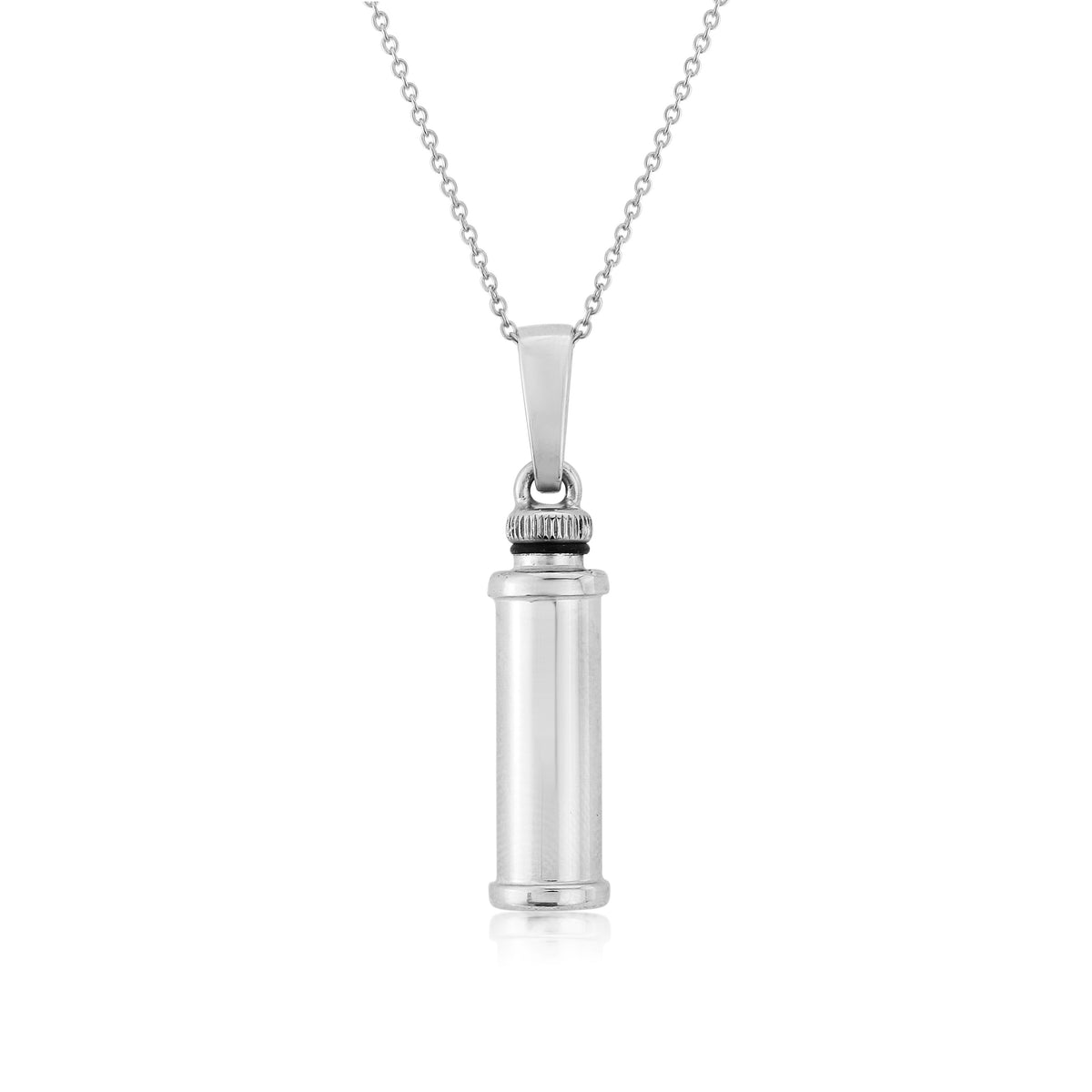 Sterling Silver Cylinder Bottle Pendant 16-18"