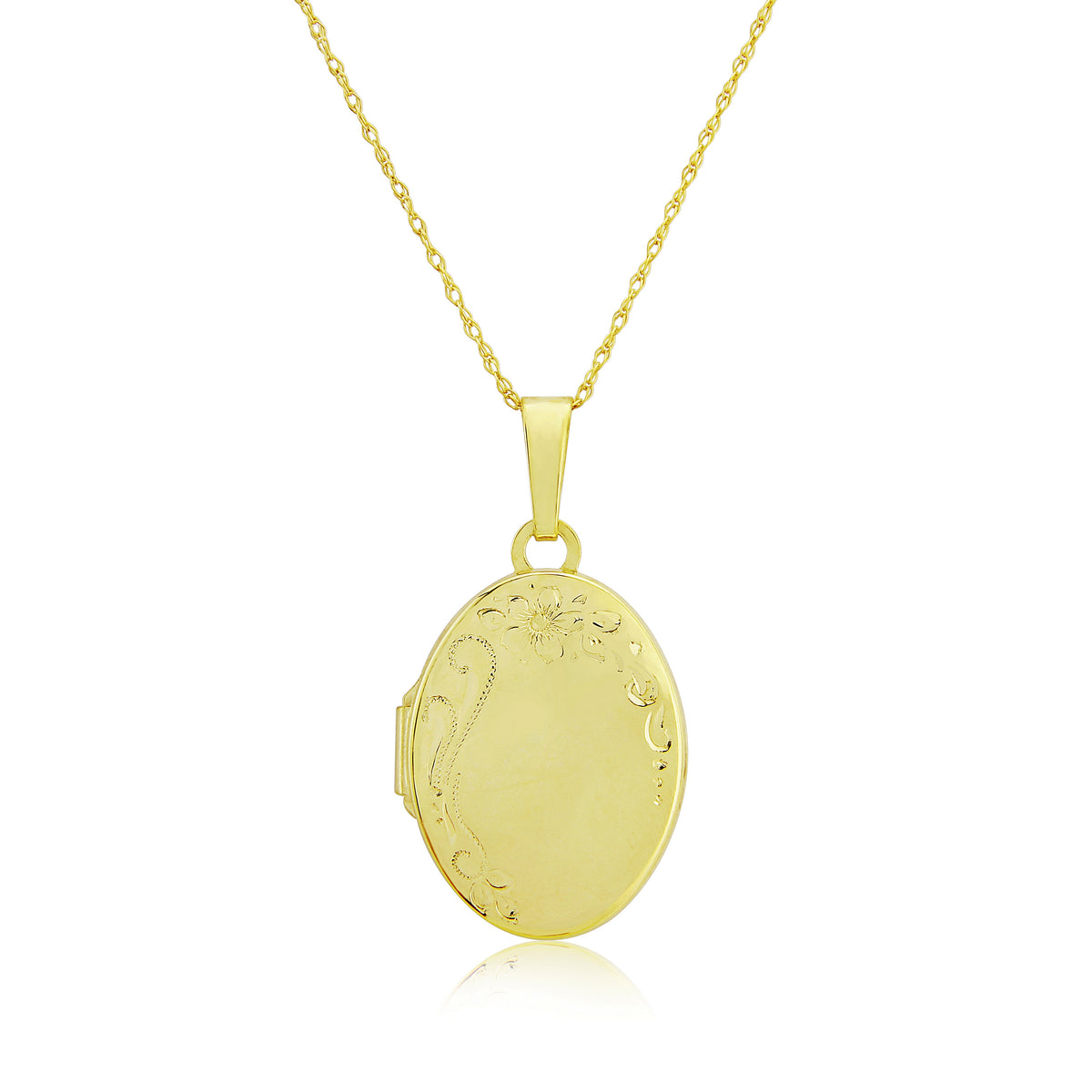 9ct Yellow Gold Oval Hand Engraved Pendant