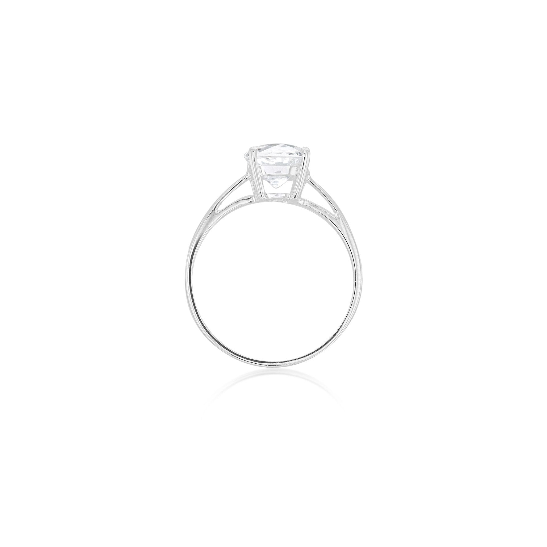 9ct White Gold Large Oval Cubic Zirconia Solitaire Ring