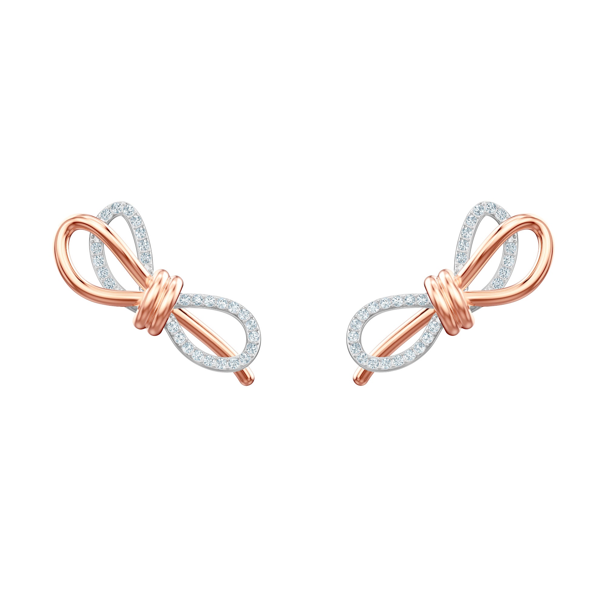 Swarovski Lifelong Bow Pierced Earrings - White