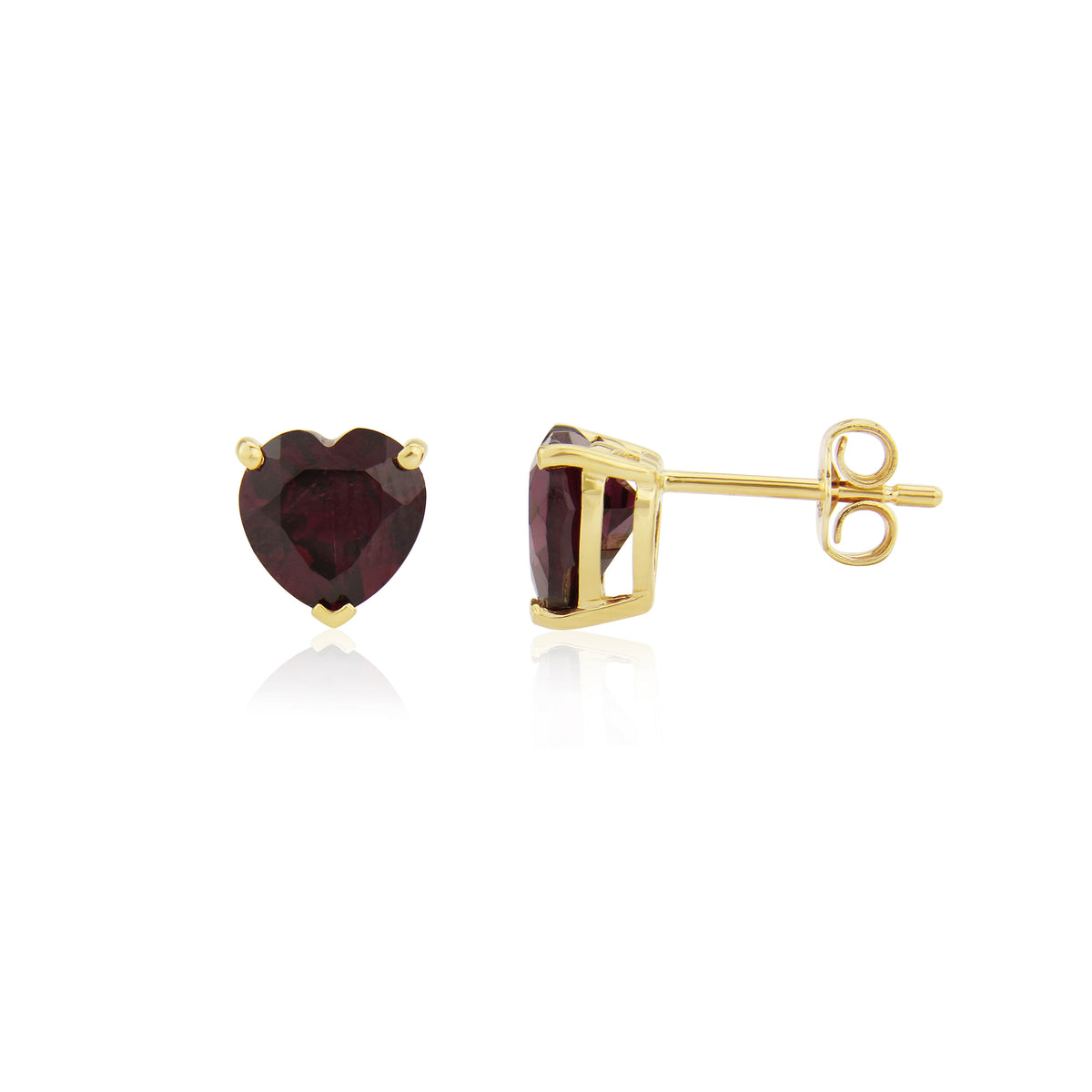 9ct Yellow Gold Heart Brazilian Garnet Stud Earrings