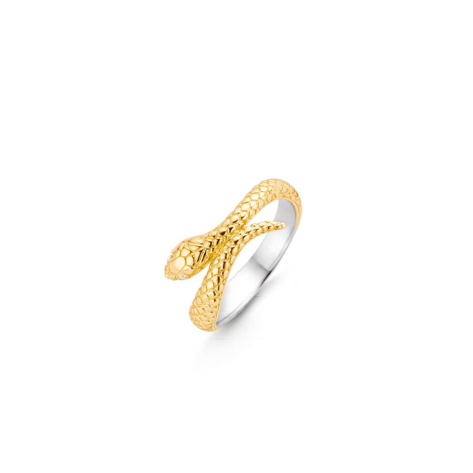 Ti Sento Sterling Silver & Yellow Gold Plated Snake Ring (Size 56)