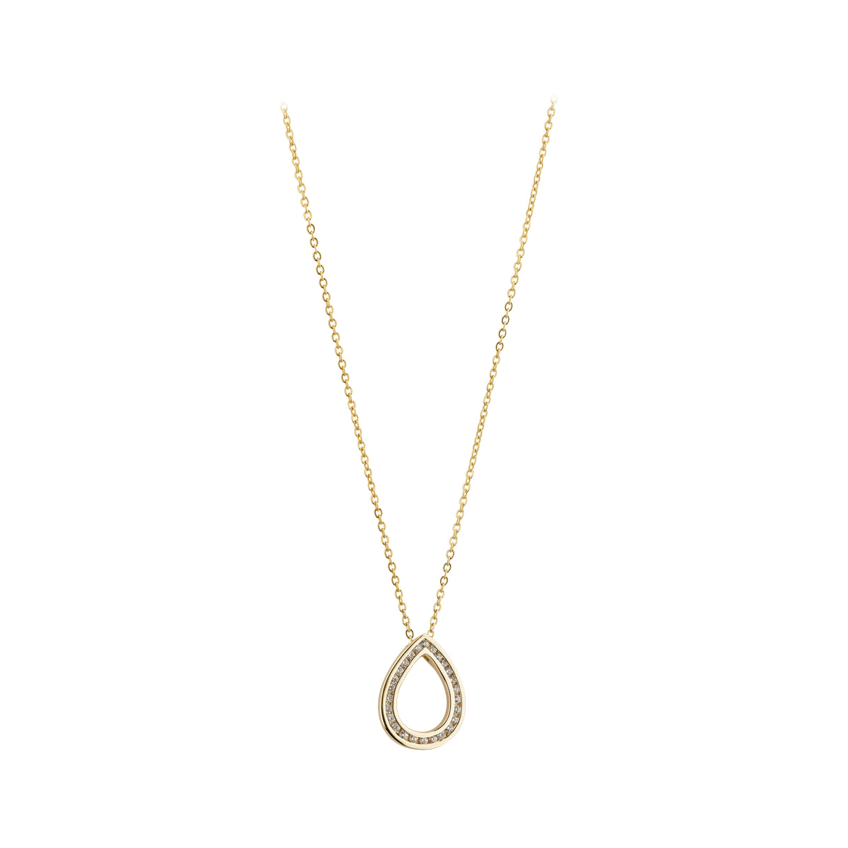9ct Yellow Gold Cubic Zirconia Open Pear Shape Pendant