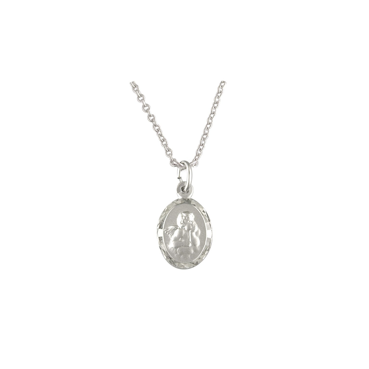 Sterling Silver Cherub Disc Pendant