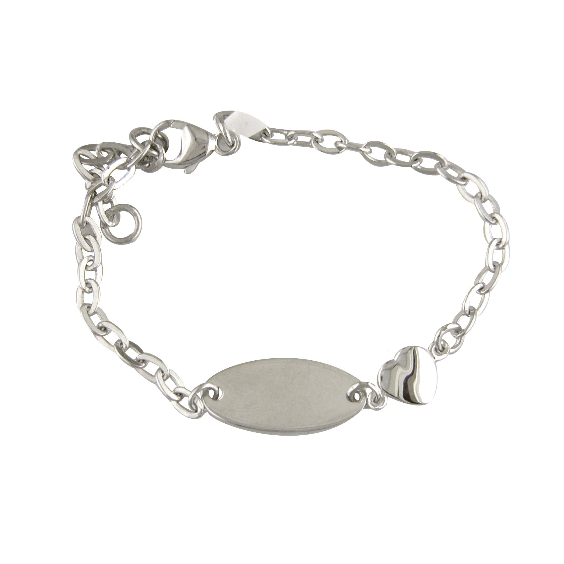 Sterling Silver Heart Link ID Bracelet - 5.5'