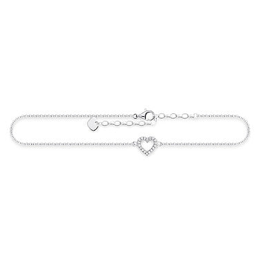 Thomas Sabo Sterling Silver Heart Anklet with Cubic Zirconia Bracelet