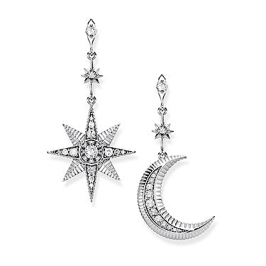 Thomas Sabo Sterling Silver Star and Moon Drop Earrings with Cubic Zirconia