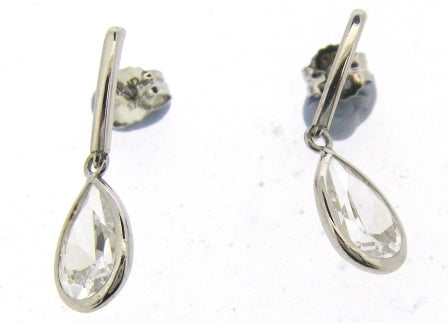 Elegant 9ct White Gold Cubic Zirconia Drop Earrings