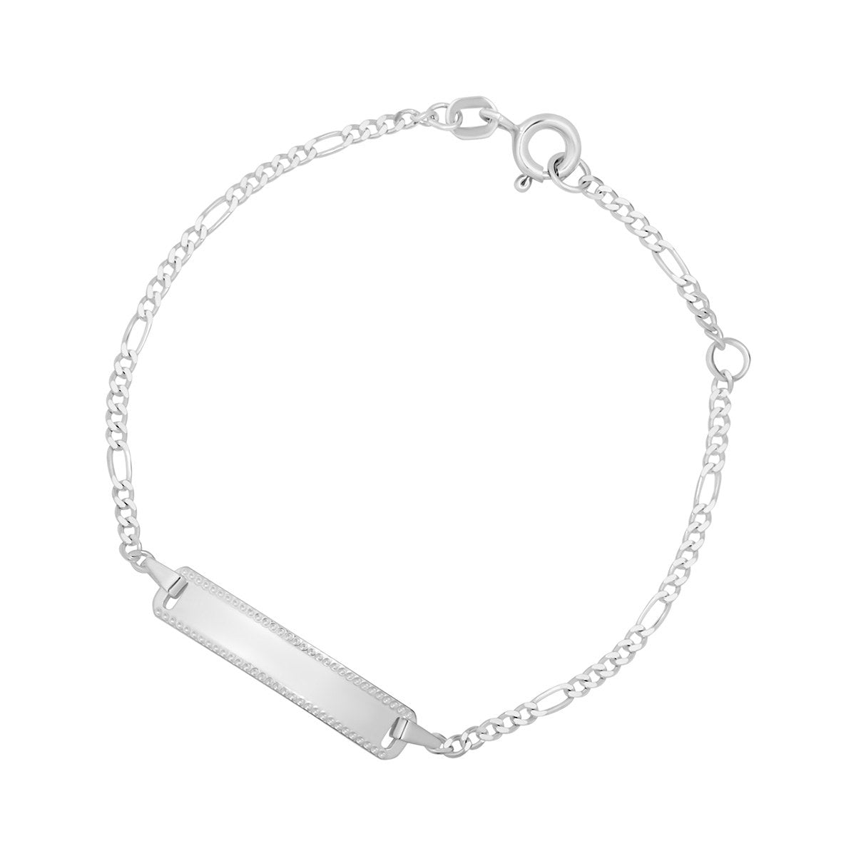 Sterling Silver Figro Diamond Cut Edge ID Bracelet - 6.5'