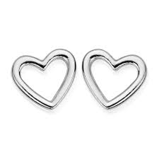 Sterling Silver Open Heart Stud Earrings
