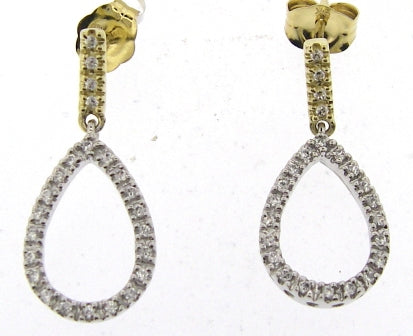 9ct Gold Two-Tone Pear Shape CZ Drop Earrings
