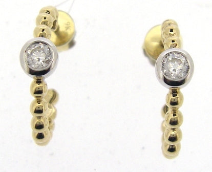 9ct Yellow and White Gold Cubic Zirconia Hoop Earrings