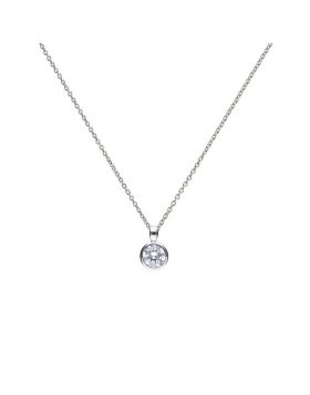 Diamondfire Sterling Silver CZ Rub Over Set Pendant 1.00ct