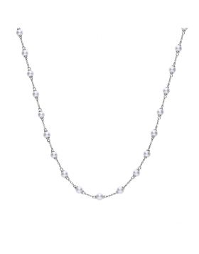 Diamondfire Sterling Silver Pearl Station Necklet