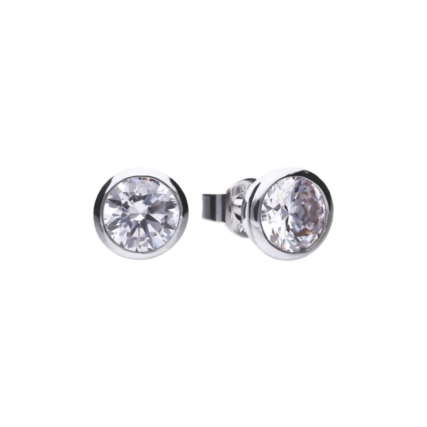 Diamondfire Sterling Silver Solitaire 2.00ct CZ Bezel Set Stud Earrings