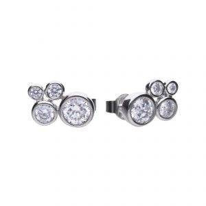 Diamondfire Sterling Silver Bubble CZ Earrings