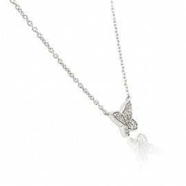 9ct White Gold Diamond Butterfly Pendant