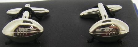 Mens Silver Plated Rugby Ball Cufflinks