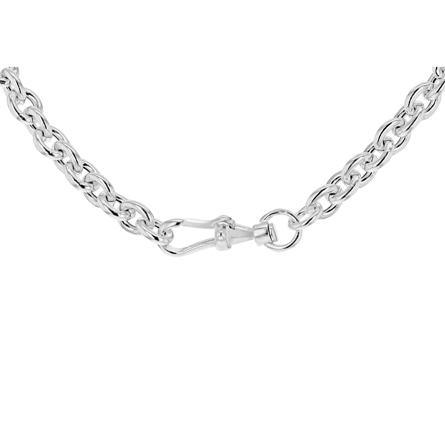 Sterling Silver Small Oval Belcher Necklace with T-Bar 18'