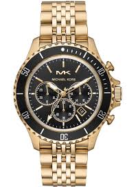 Michael Kors Mens Bayville Chronograph Black 44 mm Watch Bracelet