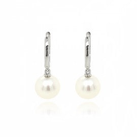 9ct White Gold Cultured Pearl Huggy Earrings