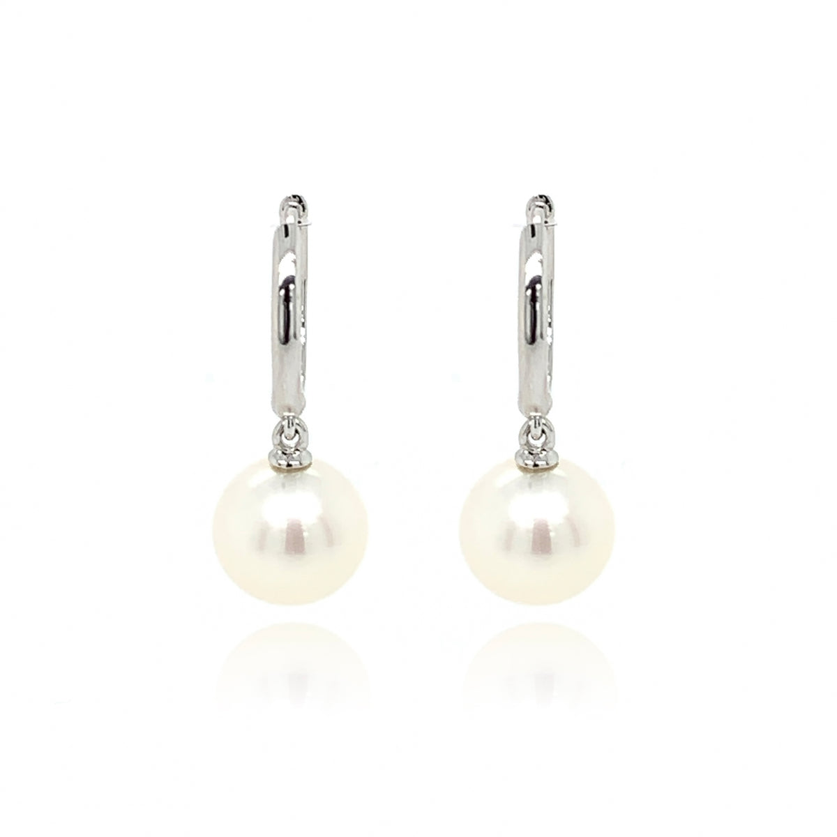 9ct White Gold Cultured Pearl Huggie Earrings