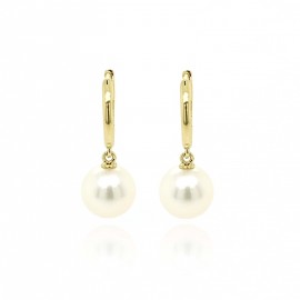 9ct Yellow Gold Cultured Pearl Huggy Earrings