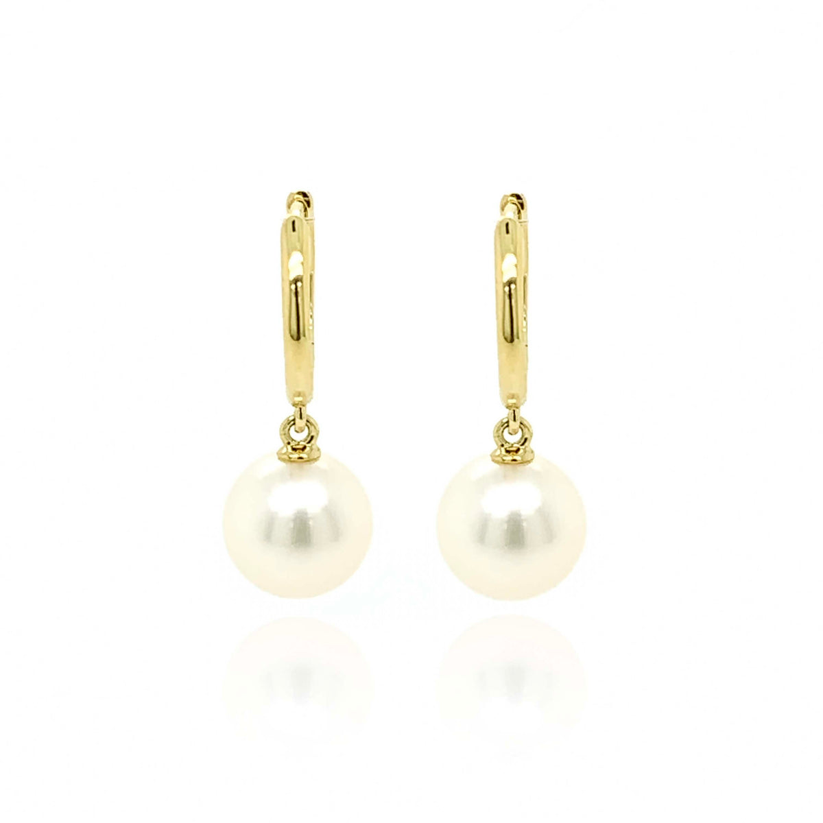 9ct Yellow Gold Cultured Pearl Huggie Earrings