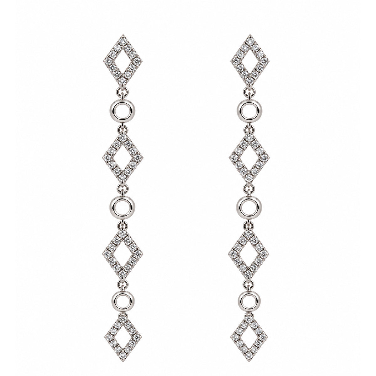 18ct White Gold Round Brilliant Drop Diamond Shape Diamond Earrings
