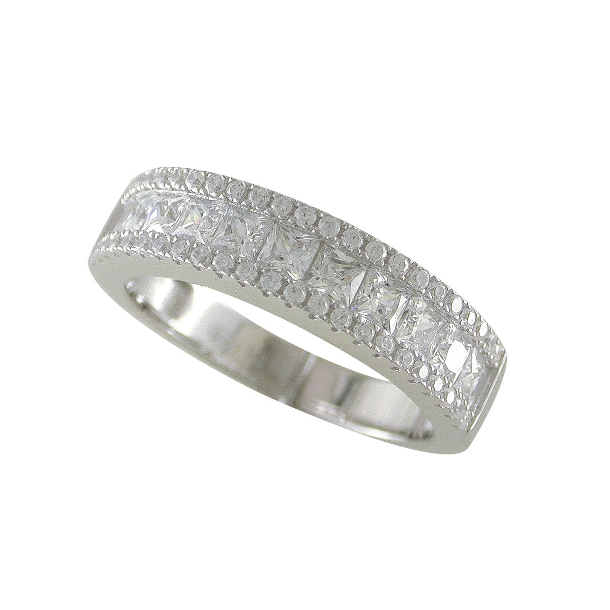 Sterling Silver Cubic Zirconia Princess Cut Ring