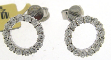 9ct White Gold CZ Open Circle Stud Earrings