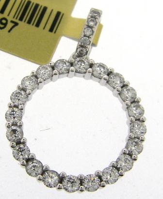 9ct White Gold Cubic Zirconia Circle Pendant