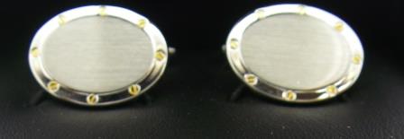 Brushed Two-Tone Oval Cufflinks with Screw Detail