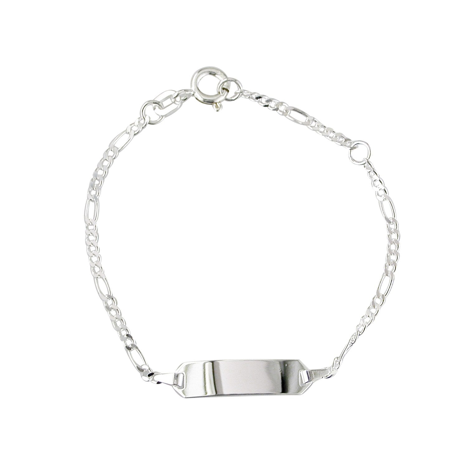 Sterling Silver Identity Figaro Link Bracelet 14cm