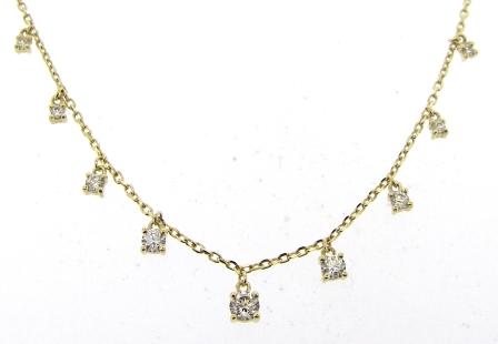 9ct Yellow Gold Nine-Stone Cubic Zirconia Necklace