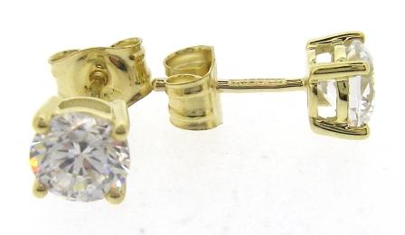 Elegant 9ct Yellow Gold CZ Spiral Stud Earrings