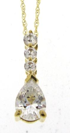 9ct Yellow Gold 3 Round & 1 Pear Cubic Zirconia Pendant