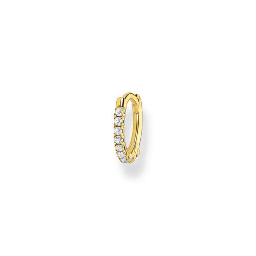 Thomas Sabo Single CZ Hoop Earring, Sterling Silver Yellow Gold Plated