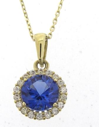 9ct Yellow Gold BL & Wth Cubic Zirconia Cluster Pendant 17-18 inches Necklace