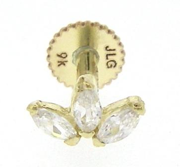 9ct Yellow Gold Arch Cubic Zirconia Stud Earring