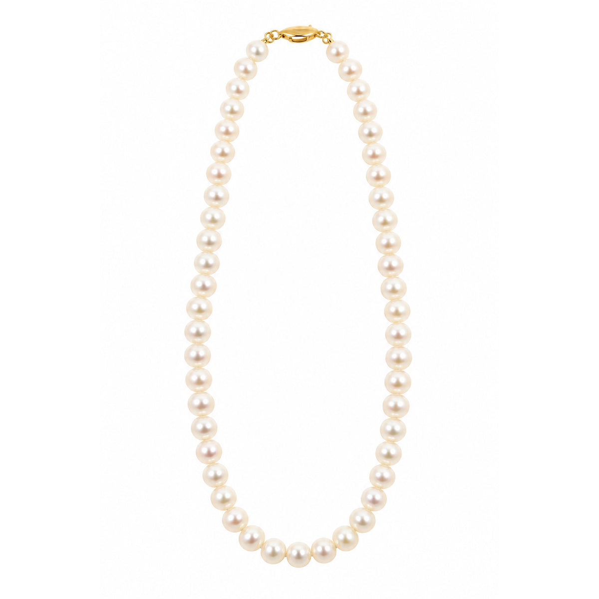 Fresh Water Pearl Necklace 7-7.5mm With 9ct Yellow Gold Clasp 18"