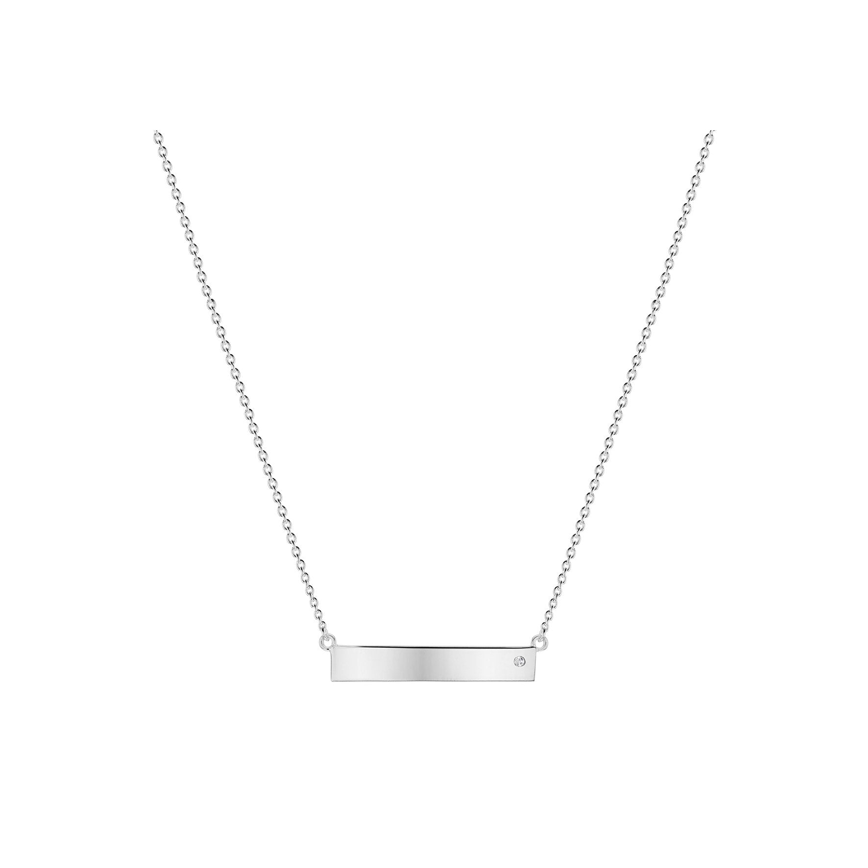 Sterling Silver Horizontial Cubic Zirconia Bar Pendant