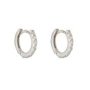 9ct White Gold CZ Small Hoop Earrings