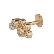 9ct Yellow Gold Single CZ Cluster Barbell Earring