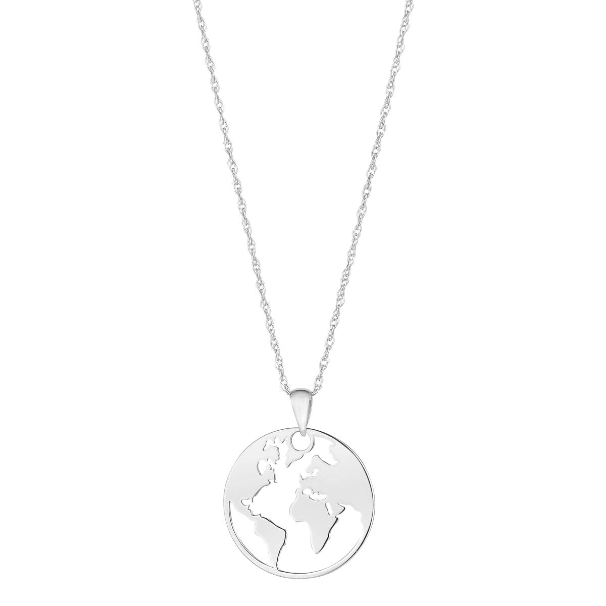 9ct White Gold World Pendant