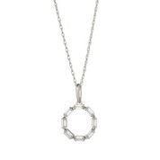 9ct White Gold Cubic Zirconia Baguette Circle Pendant
