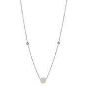 9ct White Gold Mini Disc and Ball Necklace