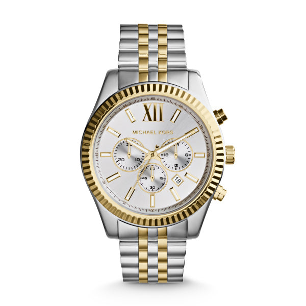 Michael Kors Mens Lexington Chronograph White 44 mm Watch Bracelet