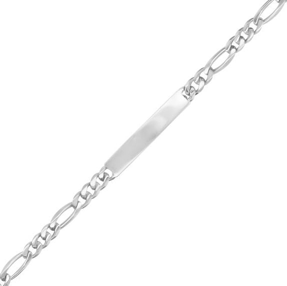 Unisex Sterling Silver Figaro Identity Bracelet